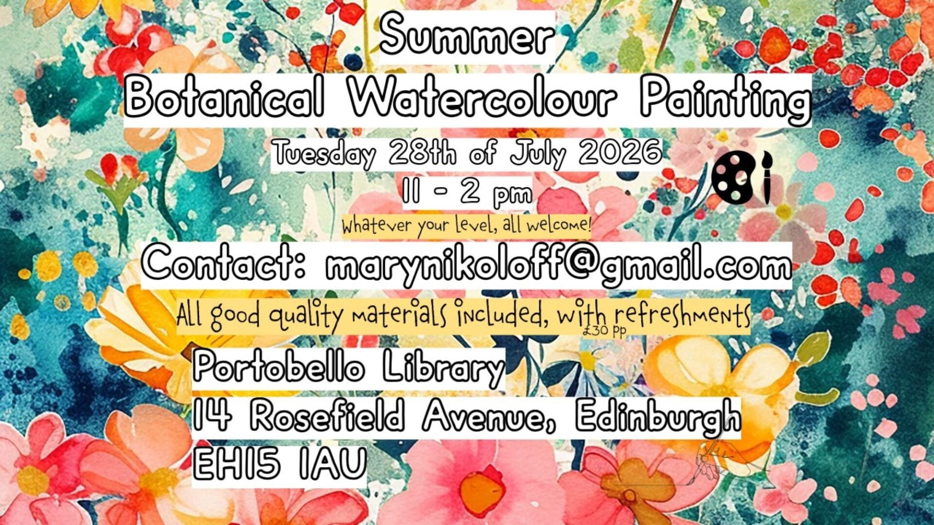 Botanical Watercolour Painting Sessions (Times TBC)